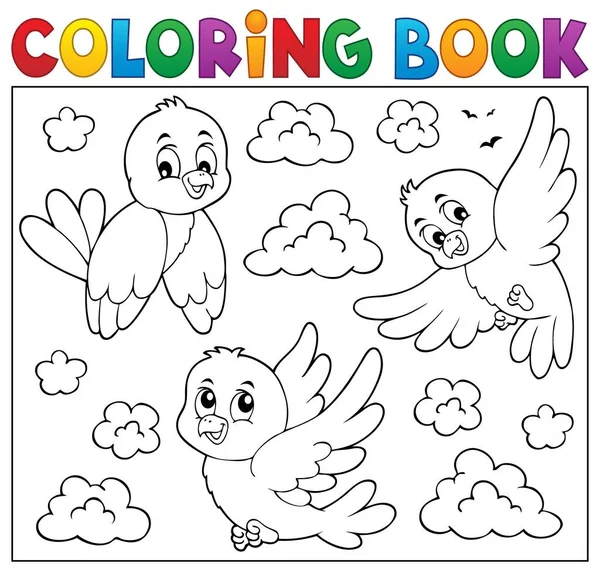 Libro Para Colorear Aves Felices Tema Eps10 Ilustración Vectorial — Vector de stock