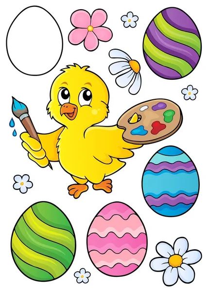 Πασχαλινά Αυγά Και Ζωγράφος Κοτόπουλο Σετ Eps10 Διανυσματική Απεικόνιση — Διανυσματικό Αρχείο