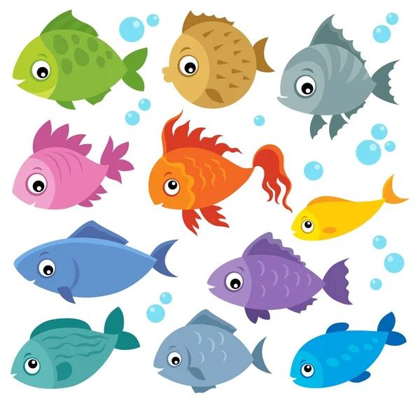 Stylized Fishes Theme Set Eps10 Vector Illustration — Stock Vector