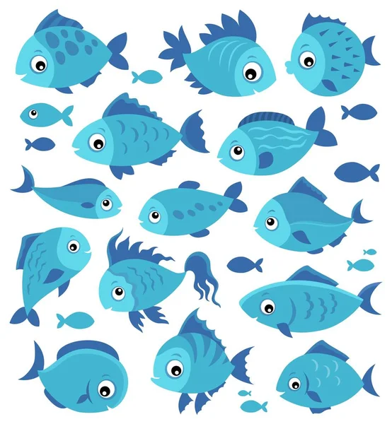 Stylized Fishes Theme Set Eps10 Vector Illustration — 图库矢量图片