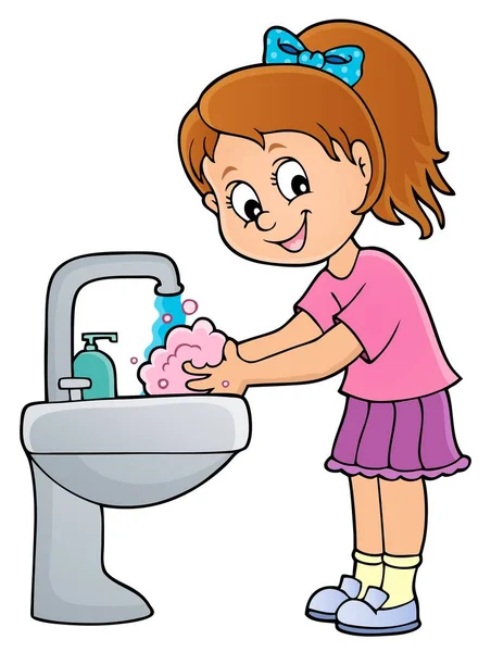 Girl Washing Hands Theme Eps10 Vector Illustration — Stock Vector