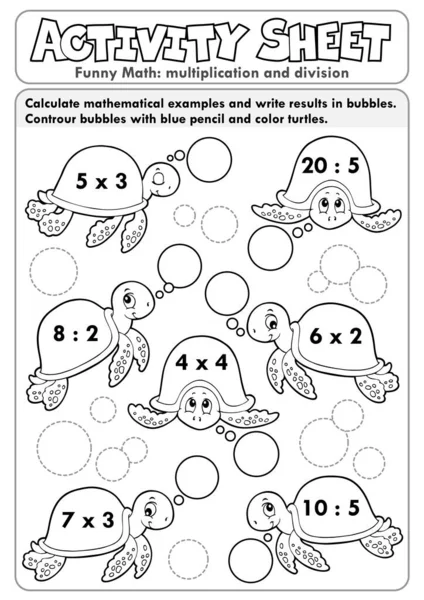 Scheda Attività Tema Matematico Eps10 Illustrazione Vettoriale — Vettoriale Stock