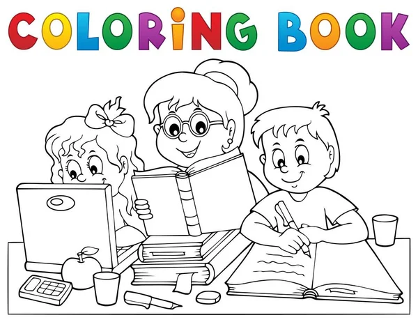 Libro Colorare Home Schooling Immagine Eps10 Vettoriale Illustrazione — Vettoriale Stock