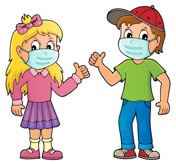 Παιδιά Ιατρικές Μάσκες Θέμα Εικόνα Eps10 Διανυσματική Απεικόνιση Royalty Free Διανύσματα Αρχείου