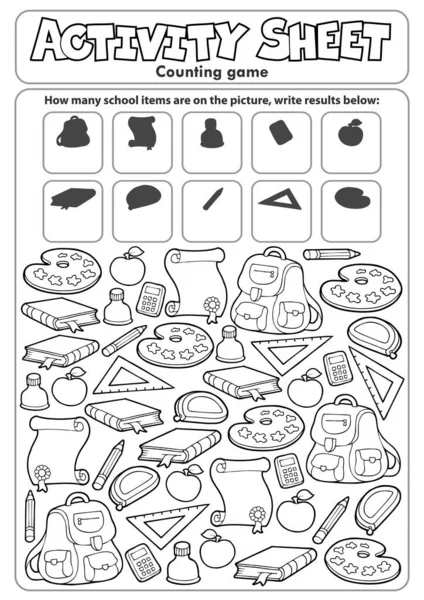 Aktivitätsblatt Zählspiel Thema Eps10 Vektorillustration — Stockvektor