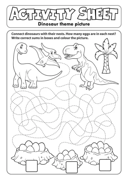 Activity Sheet Dinosaurus Theme Eps10 Vektorová Ilustrace — Stockový vektor