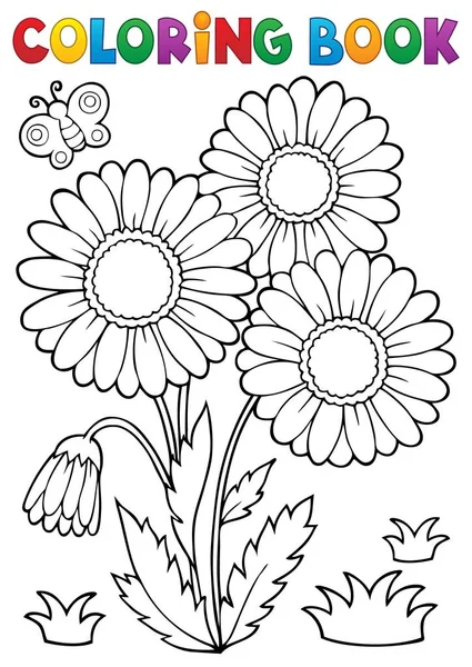 Libro Para Colorear Margarita Flor Imagen Eps10 Vector Ilustración — Vector de stock