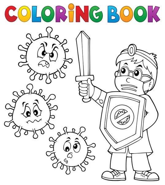 Colorare Libro Medico Combattimento Virus Eps10 Vettoriale Illustrazione — Vettoriale Stock