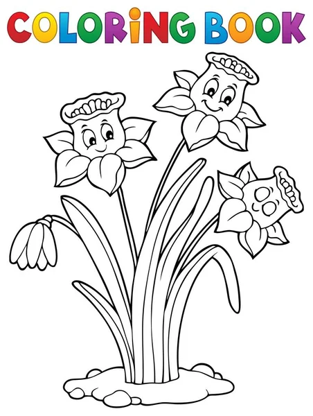 Coloring Book Narcissus Flower Image Eps10 Vector Illustration — Stock Vector