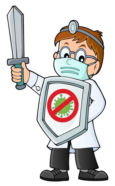 Dottore Combattimento Virus Tema Immagine Eps10 Vettoriale Illustrazione — Vettoriale Stock