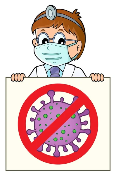 Médico Sosteniendo Stop Virus Signo Tema Eps10 Vector Ilustración — Vector de stock