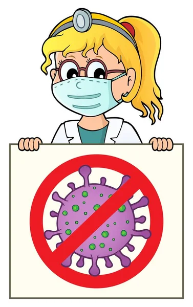 Médico Sosteniendo Stop Virus Signo Tema Eps10 Vector Ilustración — Vector de stock