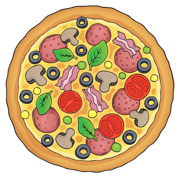 Imagem Tema Pizza Inteira Eps10 Ilustração Vetorial — Vetor de Stock