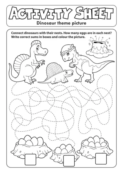 Aktivitetsblad Dinosaurie Tema Eps10 Vektor Illustration Stockillustration