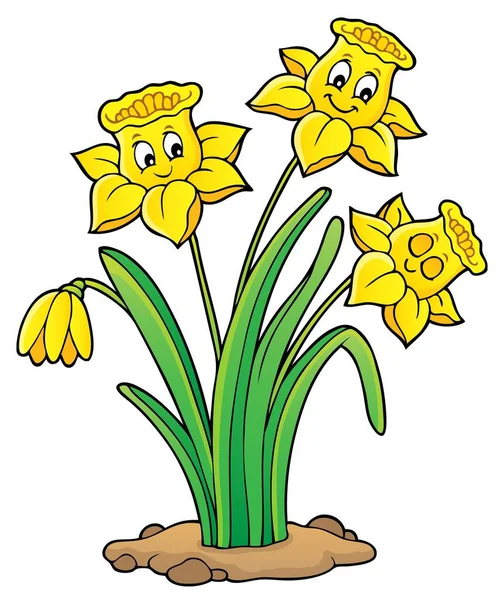 Narcissus Blomma Tema Bild Eps10 Vektor Illustration Stockillustration