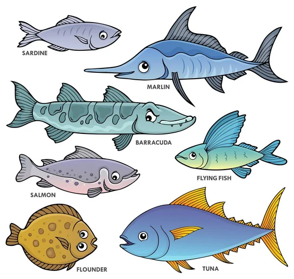 Διάφορα Ψάρια Θέμα Σετ Eps10 Διανυσματική Απεικόνιση Διάνυσμα Αρχείου
