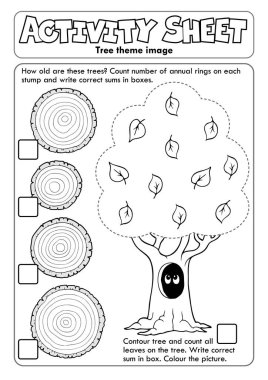 Activity sheet tree theme 1 - eps10 vector illustration. clipart