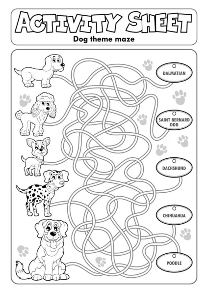 Activity Sheet Dog Theme Eps10 Vektorová Ilustrace — Stockový vektor