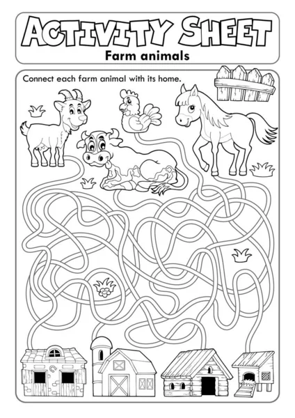 Activity Sheet Farm Animals Eps10 Vector Illustration — Stock Vector