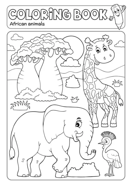 Libro Para Colorear Fauna Africana Eps10 Vector Ilustración — Vector de stock