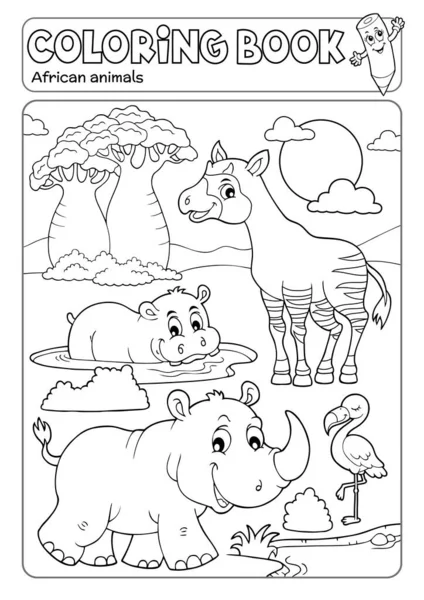 Libro Colorare African Fauna Eps10 Illustrazione Vettoriale — Vettoriale Stock