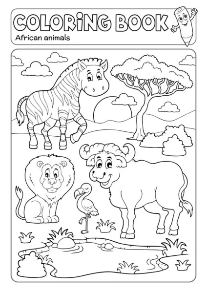 Színező Könyv Afrikai Fauna Eps10 Vektor Illusztráció — Stock Vector