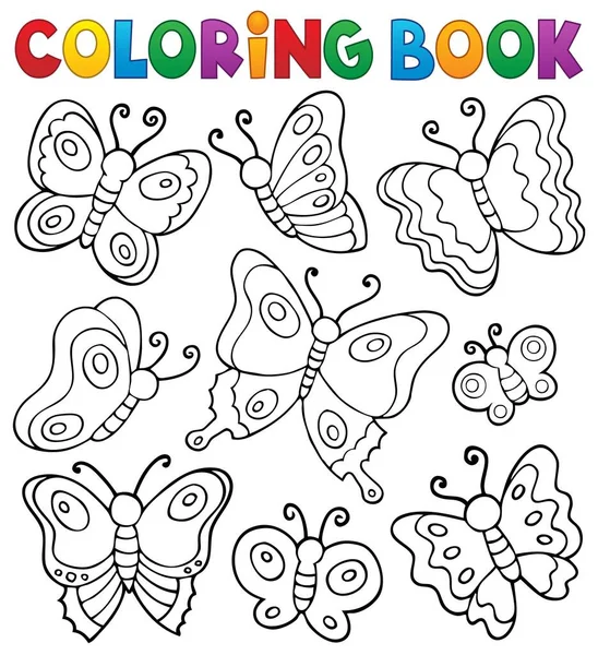 Livre Colorier Divers Papillons Thème Eps10 Illustration Vectorielle — Image vectorielle