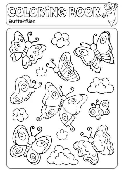 Malbuch Verschiedene Schmetterlinge Thema Eps10 Vektorillustration — Stockvektor