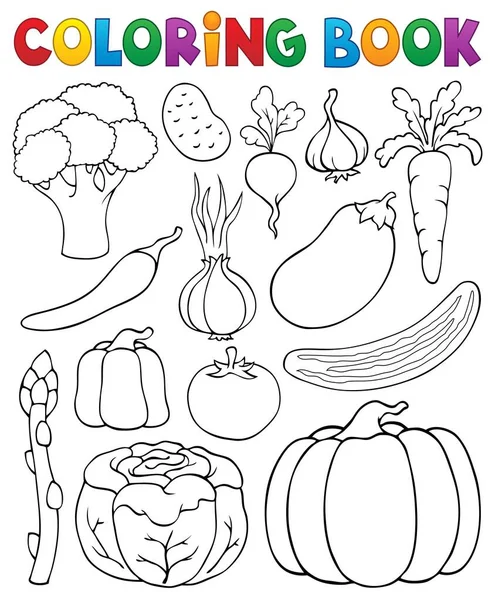 Libro Colorare Raccolta Vegetale Eps10 Illustrazione Vettoriale — Vettoriale Stock