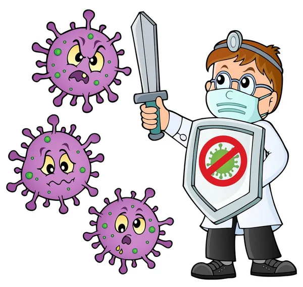 医生对抗病毒主题图像3 Eps10病媒说明 — 图库矢量图片