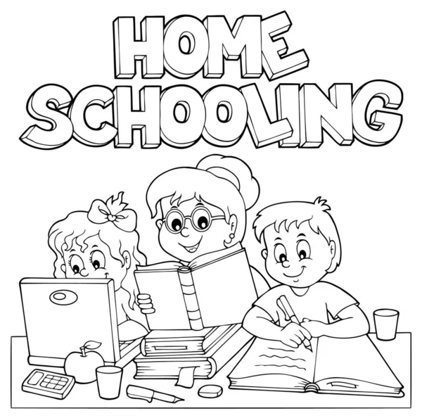 家庭教育モノクロ画像1 Eps10ベクトル図 — ストックベクタ