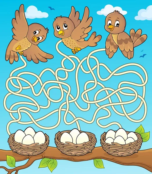 Maze Birds Nests Eps10 Vector Illustration — Stock Vector