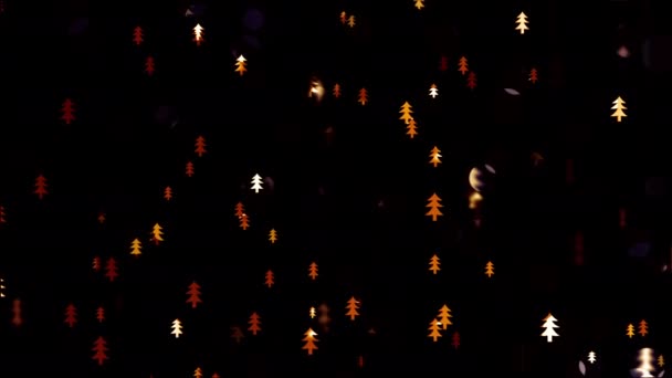 Verschwommene und leuchtende kleine Weihnachtsbäume — Stockvideo