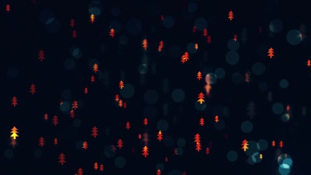Pequeños árboles de navidad borrosas y brillantes — Vídeos de Stock