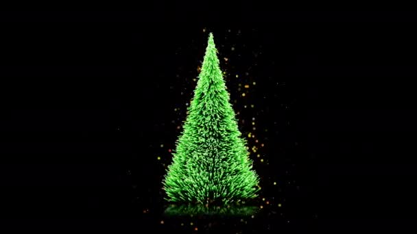 Veselé vánoční přání: vánoční strom s lehké sněhové vločky — Stock video