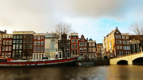 Vue du canal aux rues d'Amsterdam — Video