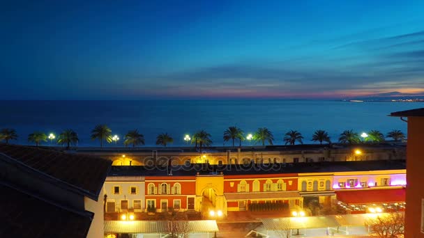 Tid förflutit panoramautsikt över Nice kustlinje och gamla marknaden — Stockvideo