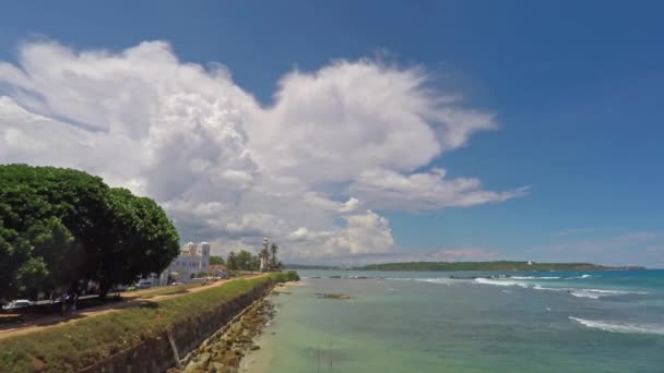 Zaman atlamalı Galle Fort ve Hint Okyanusu, Sri Lanka — Stok video