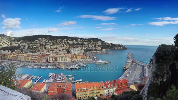 Beautiful panoramic aerial view of Port in Nice — Stock Video