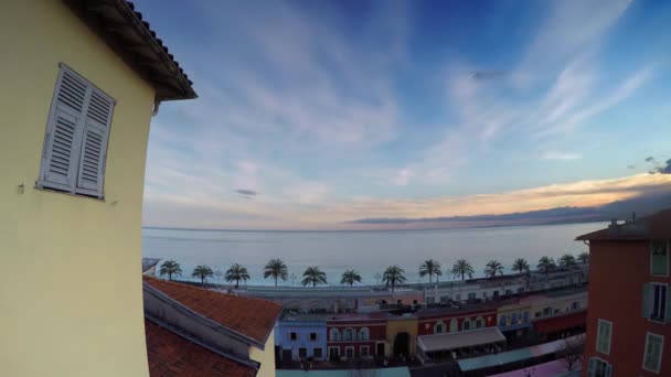 Idő telik el panorámás kilátás nyílik Nizza — Stock videók