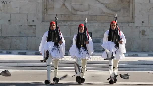 Grecia Atenas Noviembre 2017 Cambio Guardia Nacional Griega Frente Tumba — Vídeo de stock