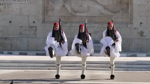 Grecia Atenas Noviembre 2017 Cambio Guardia Nacional Griega Frente Tumba — Vídeo de stock