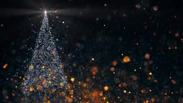 Joyeux Voeux Noël Carte Vidéo Arbre Noël Avec Lumière Brillante — Video