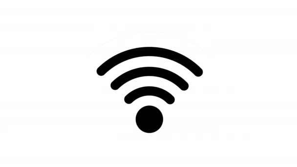 Zwart Wifi Pictogram Witte Achtergrond — Stockvideo