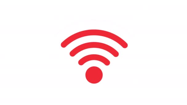 Red icon connection to the wifi point — Stock Video