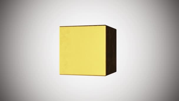 Cubo dourado 3D — Vídeo de Stock