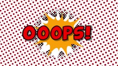 Oops - konuşma balonun içinde animasyon çizgi stilini kelime