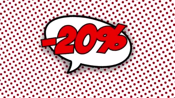 20 percent discount text in speech balloon — Stock Video