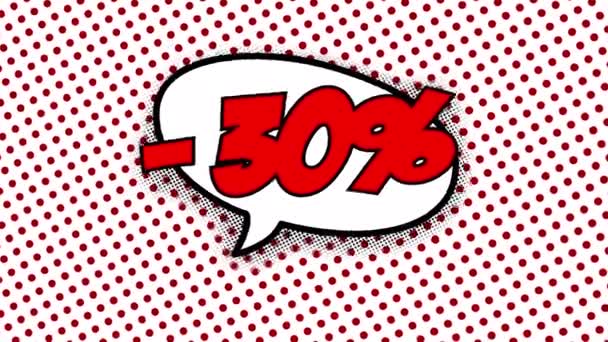 30 por cento de desconto de texto em balão de fala — Vídeo de Stock