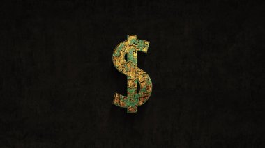 bir grunge arka plan üzerinde paslı dolar işareti